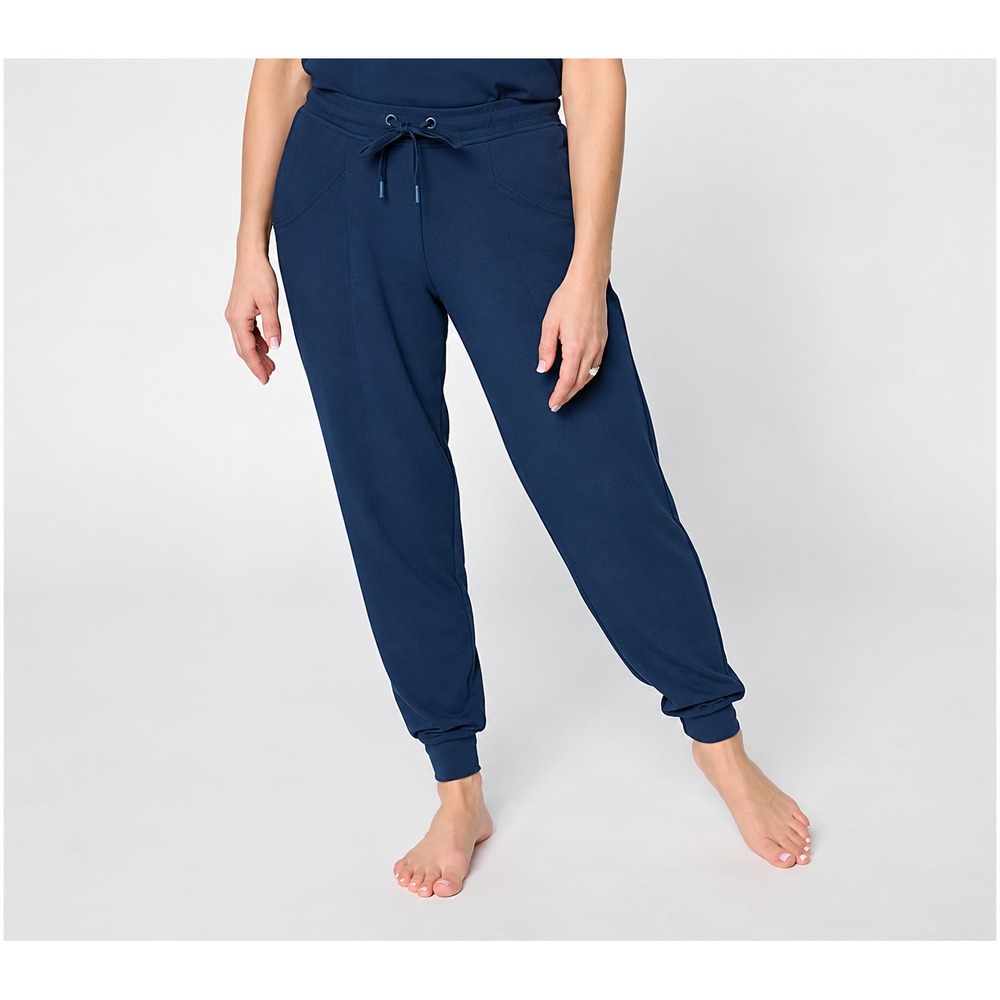 Cuddl Duds Modern Jersey Knit Pleat Front Jogger Dress Blues, X-Small